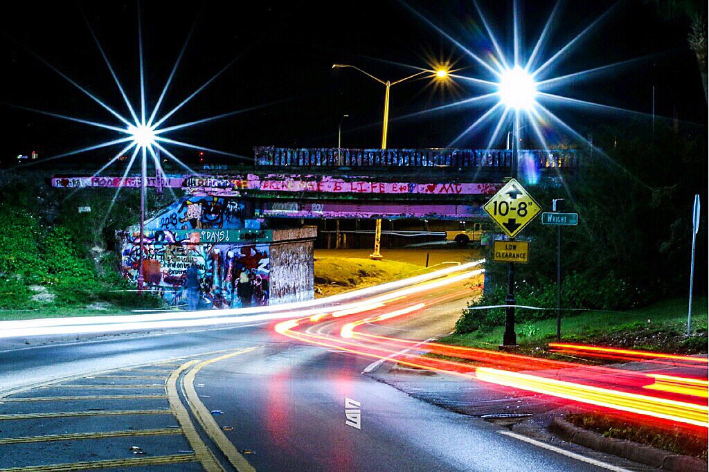 Christian Hall ~ captured another amazing shot from #thegraffitibridge in #Pensacola #florida #lighttrails