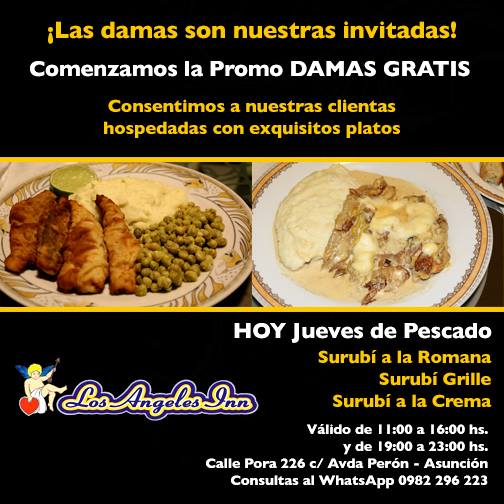 Veni y disfruta de nuestro exquisito Menu, "Promo Damas Gratis" Hoy "Jueves de Pescado". Consultas al Whatsapp 0982 296 223;0981 100 529 o al 0981 112 801