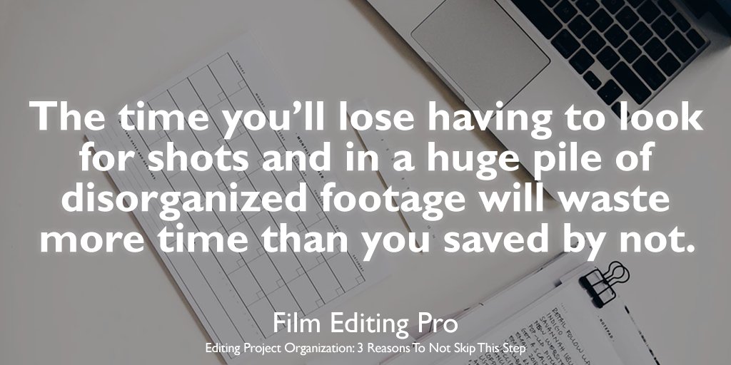 insidetheedit's tweet image. “The time you’ll lose having to look for shots and in a huge pile of disorganized footage will waste more time than you saved by not organizing everything in the first place” via @FilmEditingPro bit.ly/2TDCCsj #filmmakingtips #filmediting