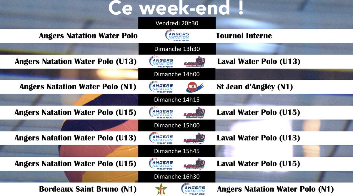 Angerswaterpolo's tweet photo. 🤽♀️🤽🏼♂️#TEAMANWP
[Matchs du week-end
2019 redémarre fort pour @Angerswaterpolo ⤵️
#MatchsDuWeekend #SportAngers #LaDalleAngevine #ANGERSLAVAL #ANGERSSTJEAN #ANGERSBORDEAUX https://t.co/iaFmA2dWTs