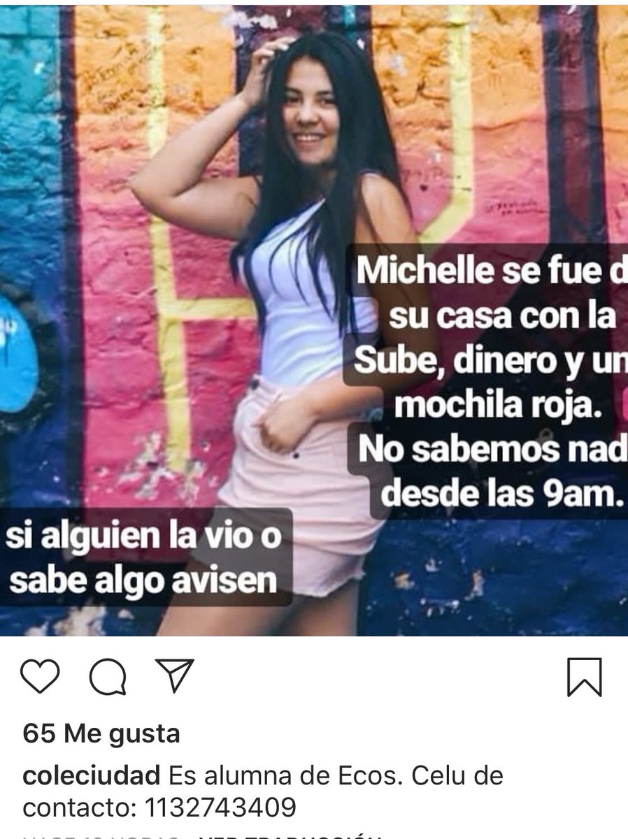 Buscamos a Michelle. Teléfono de contacto: 1132743409