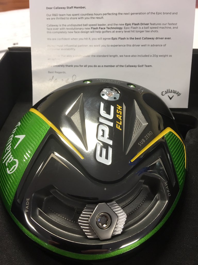 Can’t wait to hit this <a href="/CallawayGolf/">Callaway Golf</a> Epic Flash! Merci beaucoup <a href="/BruceCarroll11/">Bruce Carroll</a> et <a href="/callawaygolfpj/">Pj Little</a> ! Glad to be part of this family. #EpicFlash