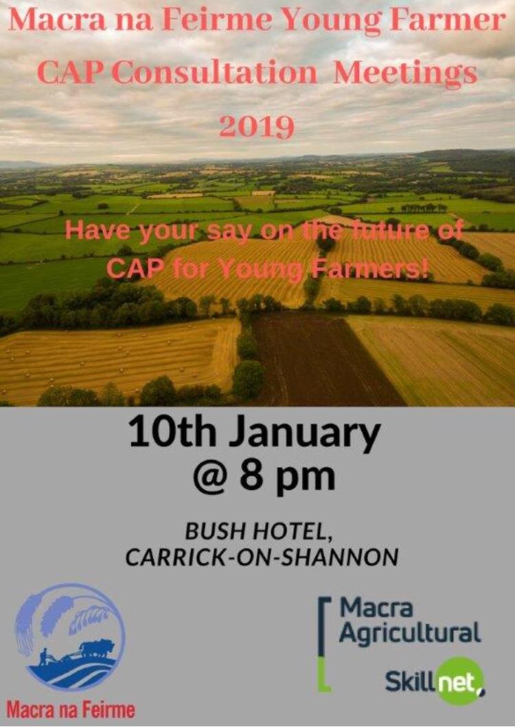 Northwestmacra's tweet photo. Reminder: @MacranaFeirme CAP Consultation Meeting takes place this evening Thursday 10th January at 8pm in the The Bush @hotelleitrim, Carrick on Shannon. #macra #cap2020 https://t.co/bF1DoYaxJ7