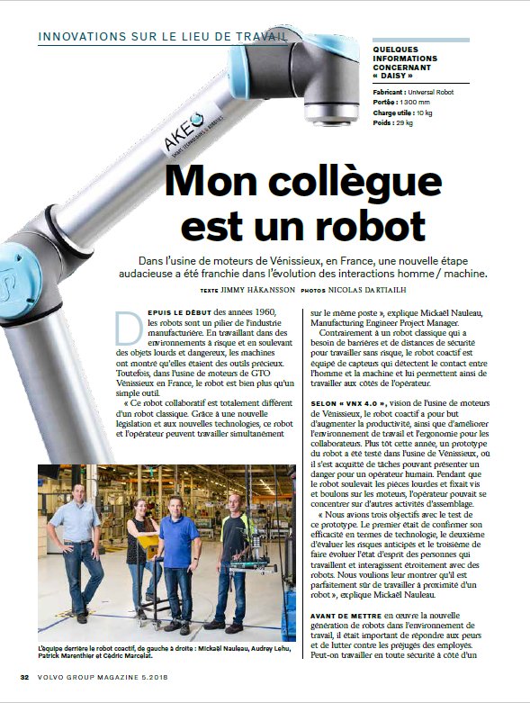 akeoplus's tweet image. #2019success AKEOPLUS developed the 1st coactive robot on @VolvoTrucksFR production Line for positionning &amp;amp; screwing operation #SMARTMANUFACTURING #Coengineering #AKEOSpine #Cobot