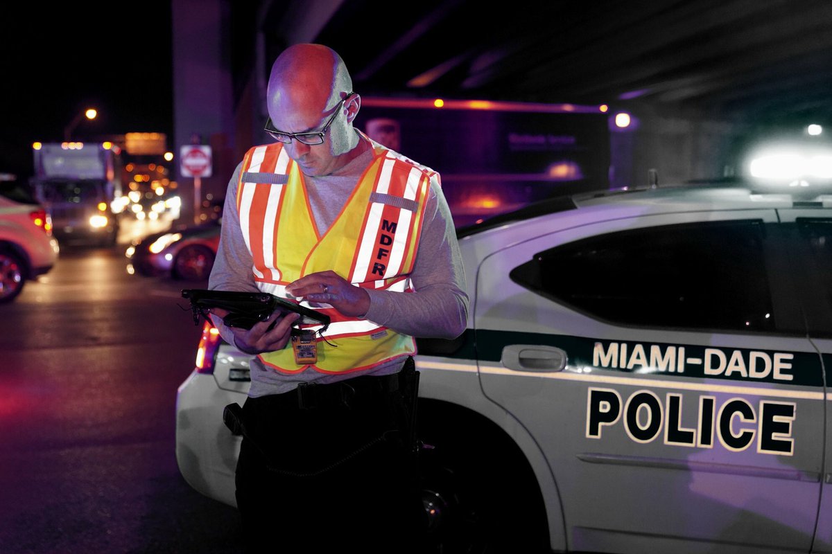 MiamiDadeFire's tweet photo. On Wednesday night, #MDFR #Ladder17, #Rescue48 & #EMS48 responded to a two-vehicle traffic crash on NW 25 St near the Palmetto Expressway. Two patients were transported from the scene to local-area hospitals. MDFR reminds motorists to always be alert when driving. https://t.co/znhL35KQqB