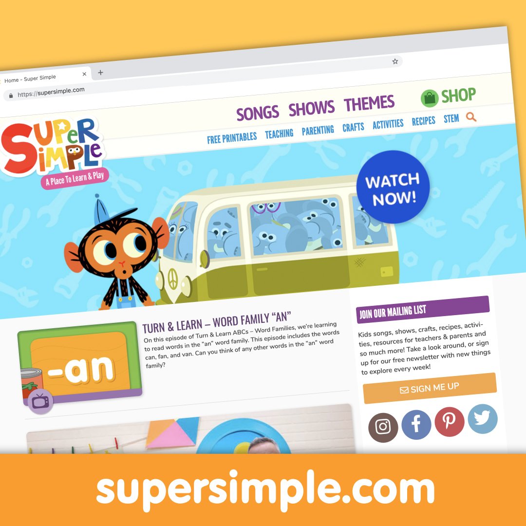 😍 💻 Have you seen our new website?! We’ve got a brand new URL (supersimple.com) and some great new ways to find just what you’re looking for. The top page of the site now features a scrolling feed of everything that’s new..now you won’t miss a thing!