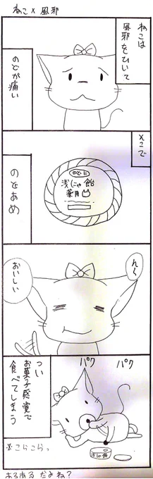 #四コマ漫画 #イラスト #風邪 #ねこ観察日記
