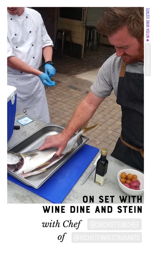 abalobi_app's tweet photo. We had the privilege of being on the set of Wine Dine & Stein today seeing Chef @JackStein ⭐️ prepare #fishwithastory #fromhooktocook >> Fully traceable, socially fair, ecologically responsible, storied Yellowtail sourced via @abalobi_app #smallscalefishers 🐟📱🇿🇦 https://t.co/zOt5LhpQ5j
