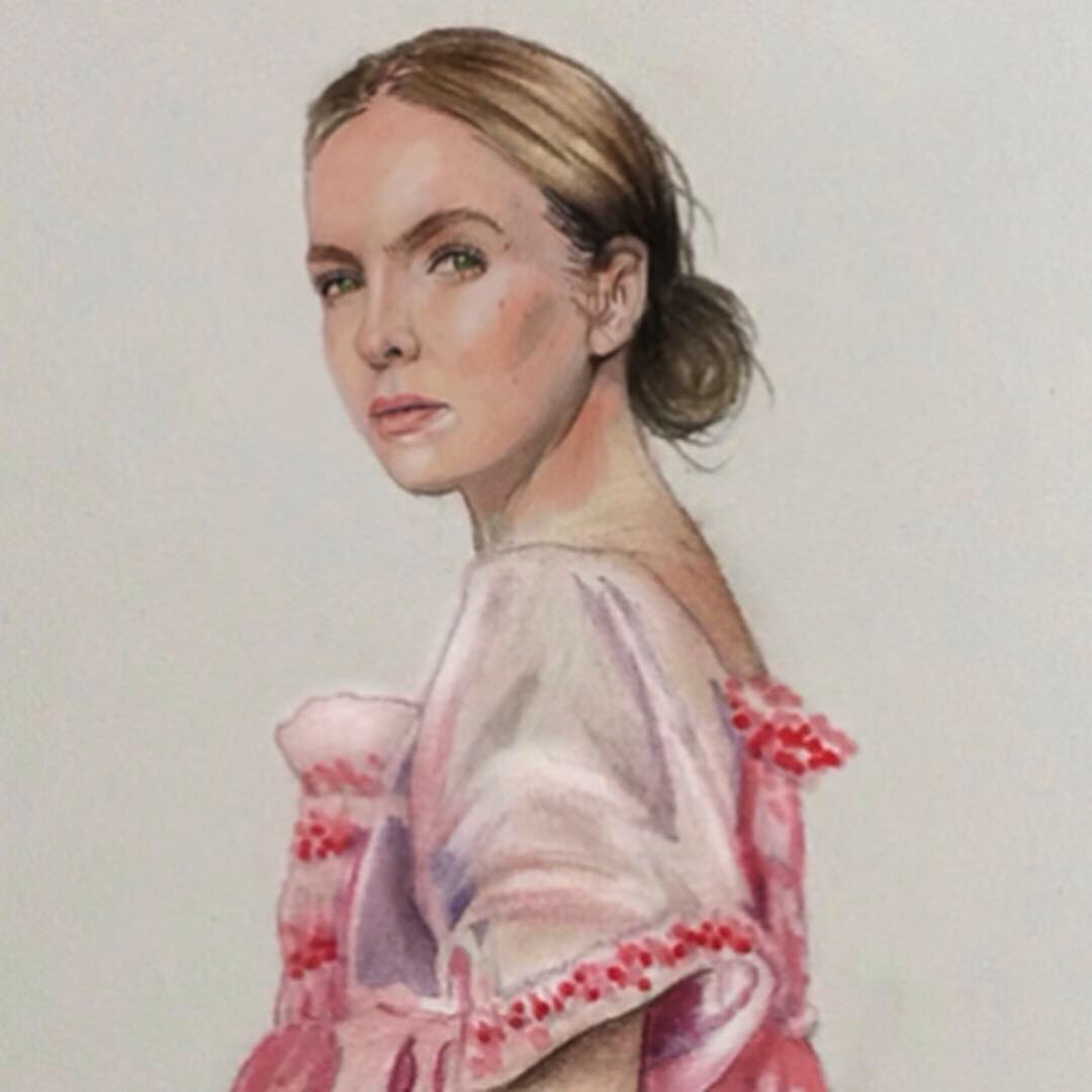 SarahTheHat's tweet photo. Some process pics of my latest drawing of @jodiecomer / #Villanelle 🧨🌷 #KillingEve #artwork #jodiecomer https://t.co/n3wiwGso2F