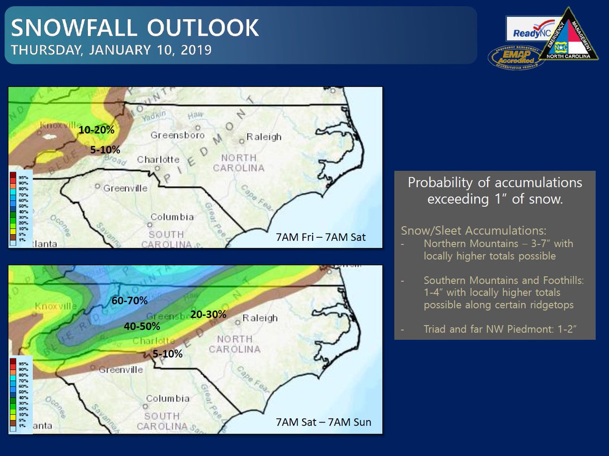NCEmergency's tweet photo. There is a possibility NC could be seeing some winter weather this weekend. A low pressure system could bring a mix of wintry precipitation to areas north and west of I-85, as well as rain in the Triangle and Charlotte metro areas. Stay tuned for more updates. #ncwx https://t.co/lw7sPx9Qhd