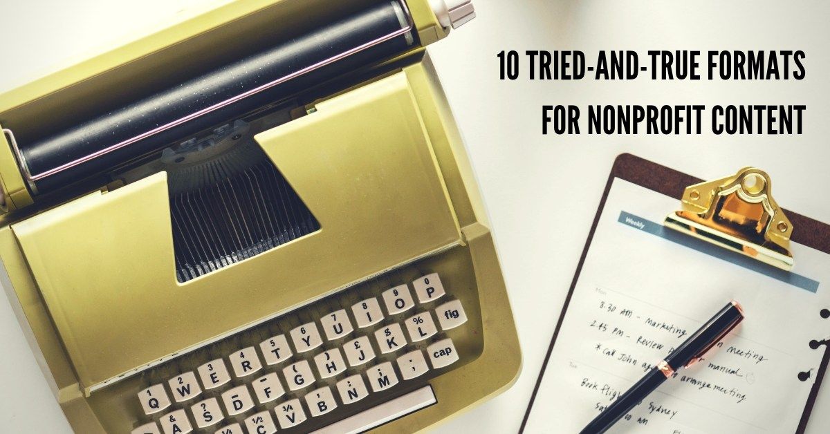 ChrisWalshCPA's tweet photo. 10 Tried-and-True Content Formats for Nonprofits https://t.co/qicUzNVFNf https://t.co/jlDuxNqMLq