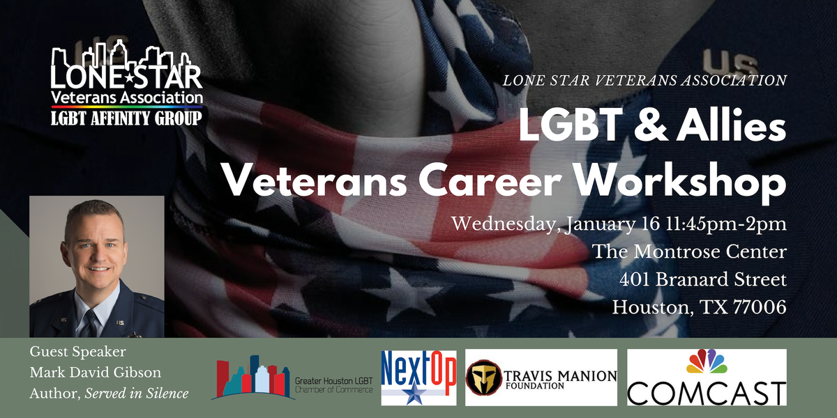LoneStarVets's tweet photo. Amazing working lunch opportunity with retired AF Capt and author Mark David Gibson next Wednesday at the Montrose Center. Our friends with Travis Manion will also present a veteran-focused career skills workshop. Veterans get 50% off the registration fee: https://t.co/NpeMguYN8k https://t.co/0CIAoUYXgJ
