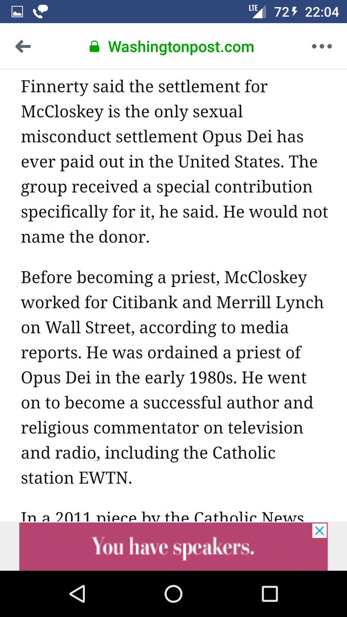 GreatHeretic's tweet photo. Opus Dei pays $977,000 to settle sex abuse claim against #catholic priest.
More than the budgets of some countries I suppose.
#ReachedPeople #USA.
#Celibate https://t.co/nbHCUNV9mc
