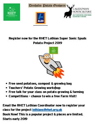 Want to grow your potatoes in school? Register now for the RHET <a href="/RHET_Lothian/">RHET_Lothian</a> Super Sonic Spuds project. Free seed potatoes, compost &amp; other resources <a href="/STEM_Edin/">STEM Edinburgh</a> <a href="/EdOutdoorLearn/">Outdoor Learning Edinburgh</a>