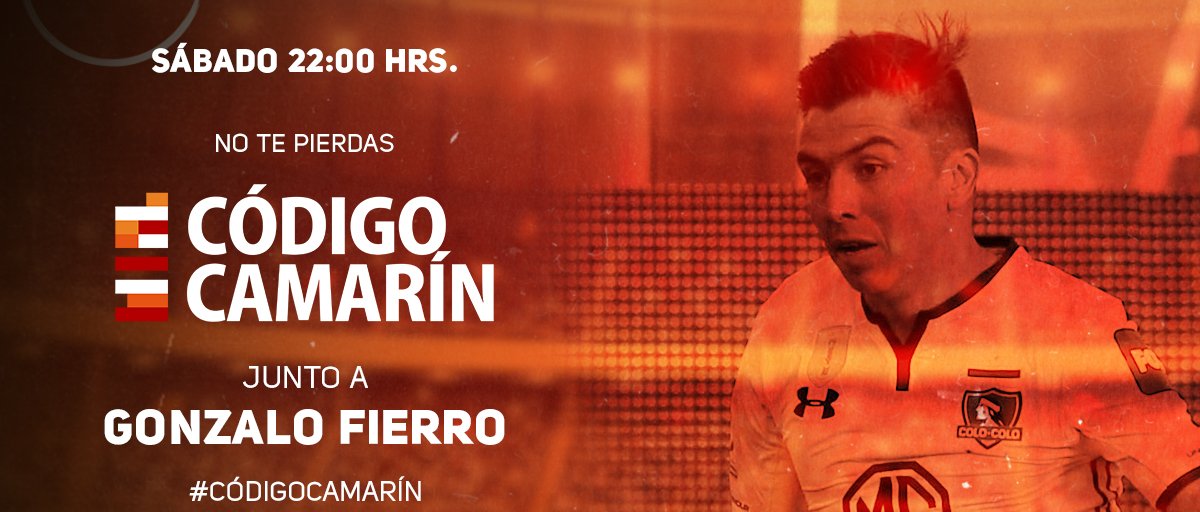 CodigoCamarin's tweet photo. ¡JOVEN PISTOLERO! ⚽🔫

Sábado desde las 22:00 hrs. presentaremos un nuevo episodio de Código Camarín. En esta ocasión @PabloFlamm conversará con el lateral de @ClubAntofagasta, Gonzalo Fierro. ⚽🇨🇱

Comenta #CódigoCamarín 🛋 https://t.co/zjA515ZKrt