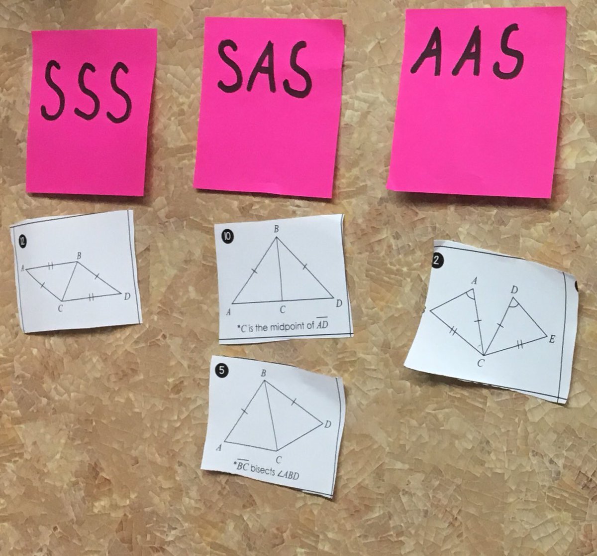 Loved hearing Geometry students <a href="/phillysof/">School of the Future</a> talk about what they know based on the information given in the problem and then seeing them sort these triangles based on what postulate they could use to prove the triangles congruent. <a href="/carnegielearn/">Carnegie Learning</a> <a href="/gearupphilly/">GEAR UP Philadelphia</a> #studentdiscourse