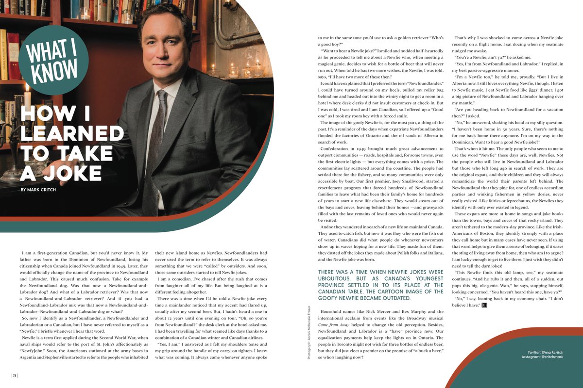 TheMaritimeEdit's tweet photo. In the latest volume of #TheMaritimeEdit, @markcritch shares the story of how he learned to take a joke... #WhatIKnow #MarkCritch #TheMaritimeEdit #MaritimeEdit @ThisHour https://t.co/ztLqx34GiK https://t.co/ftRtPRnPuS