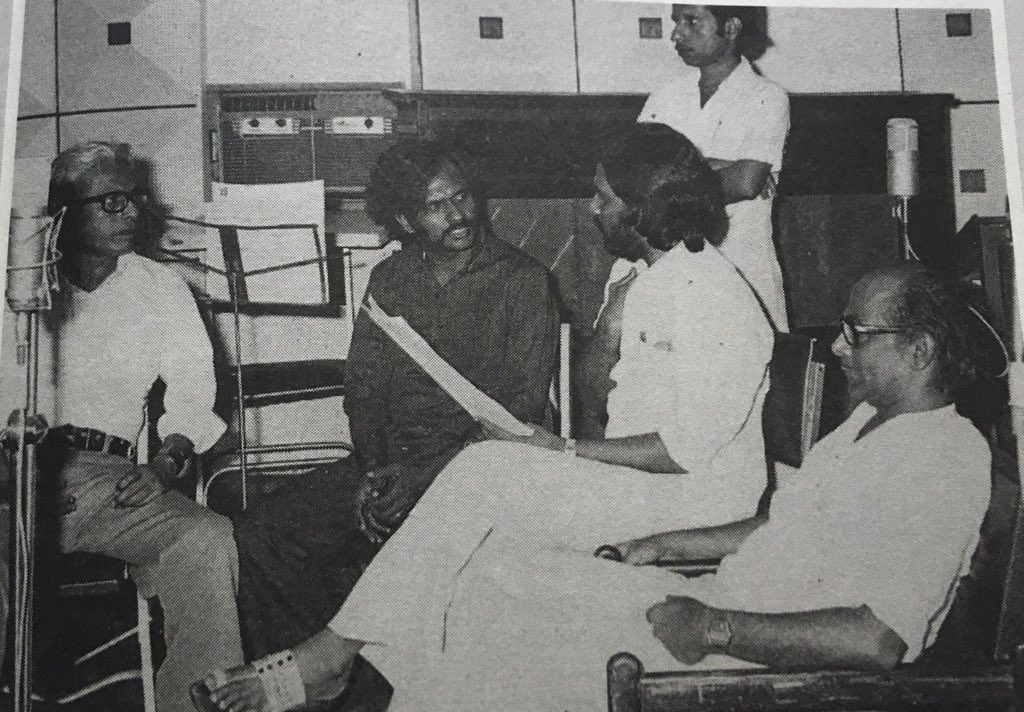 With Sreekumaran Thampi and Salil Chowdhury. (Who’s the best lyricist we ever had? Vayalar, ONV, or Thampi..?)