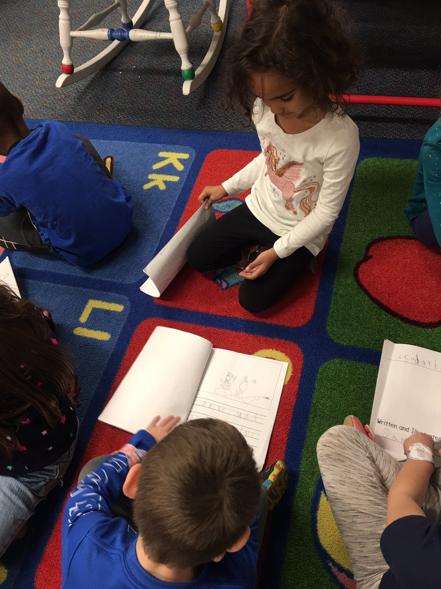 Kindergarten writers shared their small moment stories with a partner