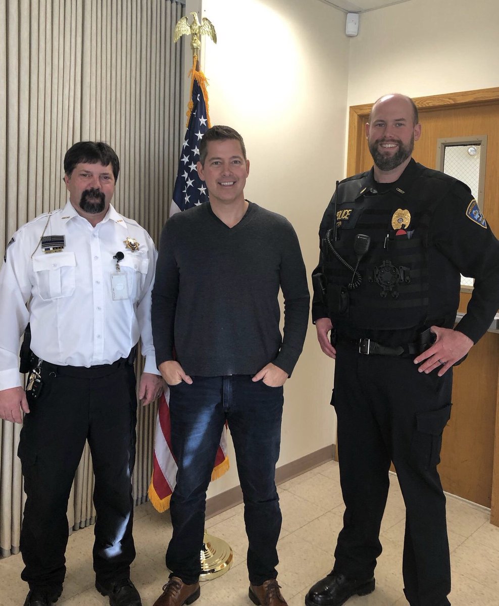 SeanDuffyWI's tweet photo. Had a great time hanging out with Rusk County Sheriff Jeff Wallace and Ladysmith Police Chief Kevin Julien. Thank you for keeping the northwoods safe! #ThankACopThursday https://t.co/oizL6NTiOc