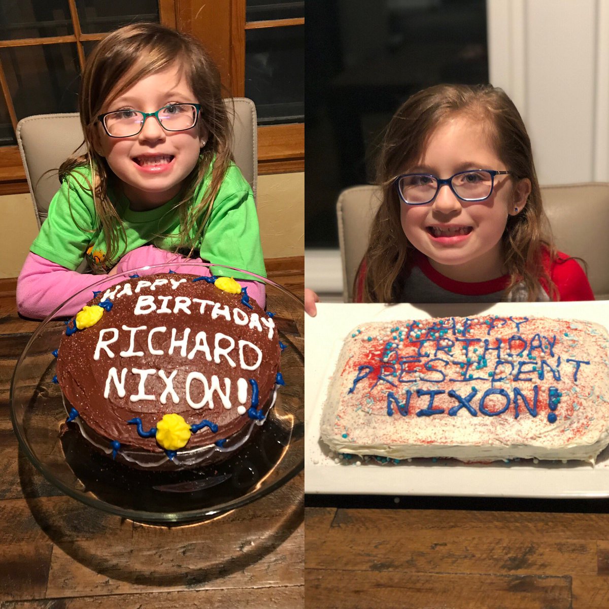 Dansting's tweet photo. This year’s President Nixon cake frosting and our kitchen’s window trim both changed from brown to white. @NixonLibrary @NixonLibrary https://t.co/tFkqya9yc0