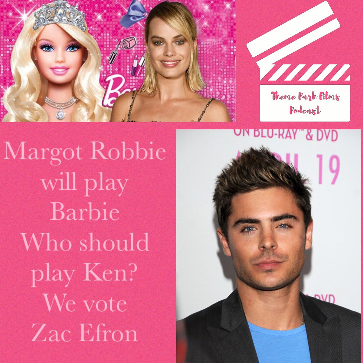 ThemeParkFilms's tweet photo. Margot will be Barbie. Who should be Ken? We vote Zac
#britpodscene #barbie #barbiemovie #margotrobbie #zacefron #importantdebate https://t.co/1yibb1lspi