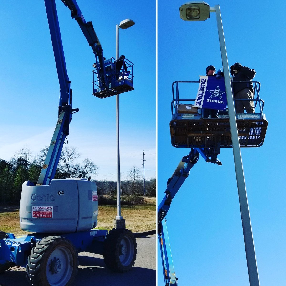 Pole banners going up on this cold day! <a href="/SiegelHighStars/">Siegel High School</a>