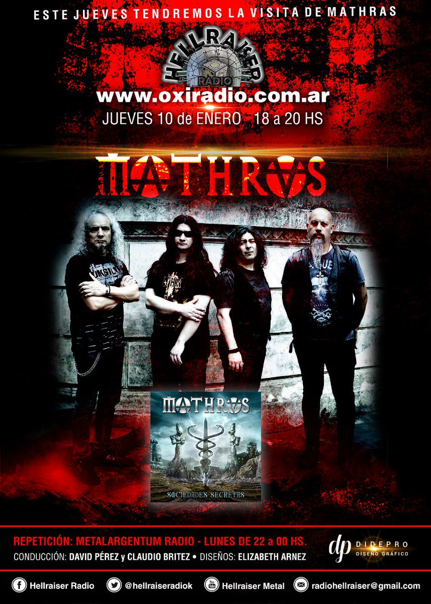 hellraiseradiok's tweet photo. Hoy desde las 18hs de Argentina entrevista a Gustavo Rubén, con motivo de la salida del nuevo disco de @mathras_prensa
https://t.co/3mbQv6PmlF
#heavymetal #hardrock #entrevistas #sociedadessecretas #programasdemetal https://t.co/kr8ztFSHjx