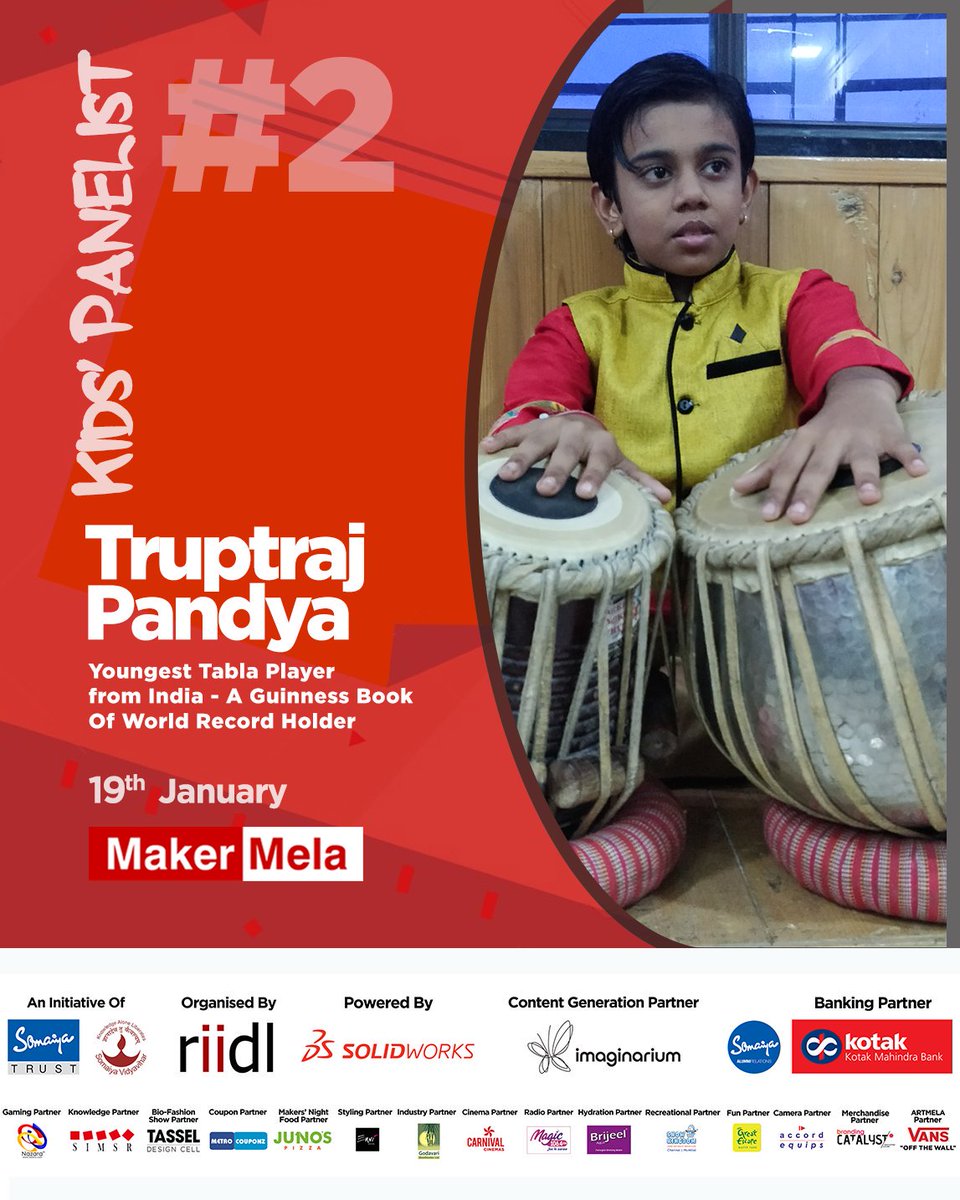 makermelaIndia's tweet photo. An internationally acclaimed dancer, a Limca Book of World Record holder, a Guinness Book of World Record Holder and an International Olympiad Master. All these achievers are kids. To watch them live come to the Kids' Panel Discussion at Maker Mela on 19th January.
#MakerMela https://t.co/QSlAlekQcq