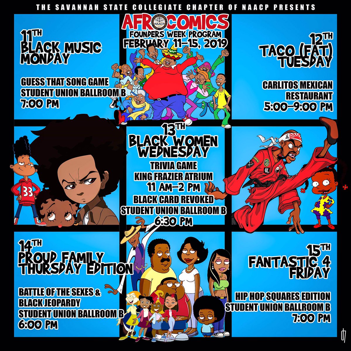 Get Ready To Enjoy Your Week With The Savannah State Collegiate Chapter Of NAACP For Our Founders Week Program With Events Full Of Afrocomics & Entertainment . This Is A Something That You Truly Don’t Want To Miss Out On !