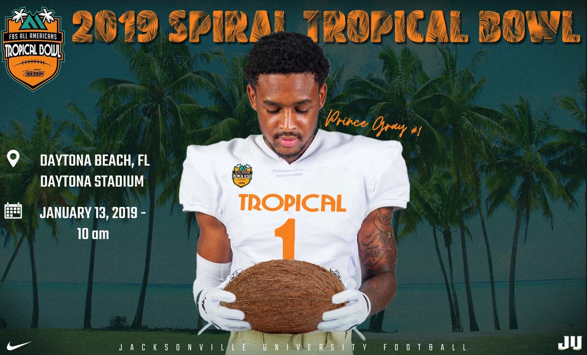 JAX_FB's tweet photo. Congrats to our very own @PrinceG113 on receiving an invite to play in the @TropicalBowlUSA ! He will be representing the Dolphins against elite FBS talent from all over the country! https://t.co/L7zrfnNJ3h