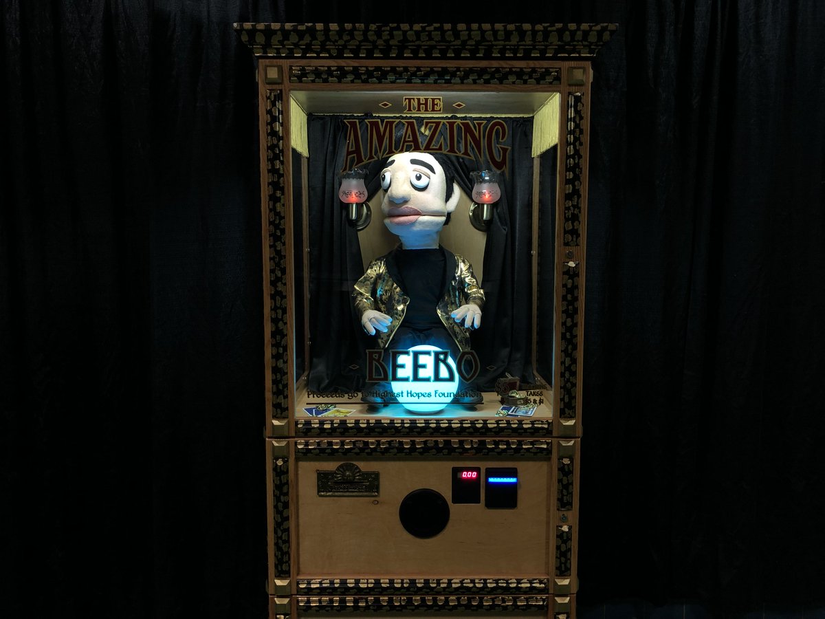 PanicAtTheDisco's tweet photo. He's baaaaack! The Amazing Beebo is telling fortunes each night of the #PrayForTheWickedTour AND all the money collected goes to @HighestHopes. So, don't forget those singles + fives 💸💸 https://t.co/eesOZ7oahD https://t.co/7R4AmPflvm