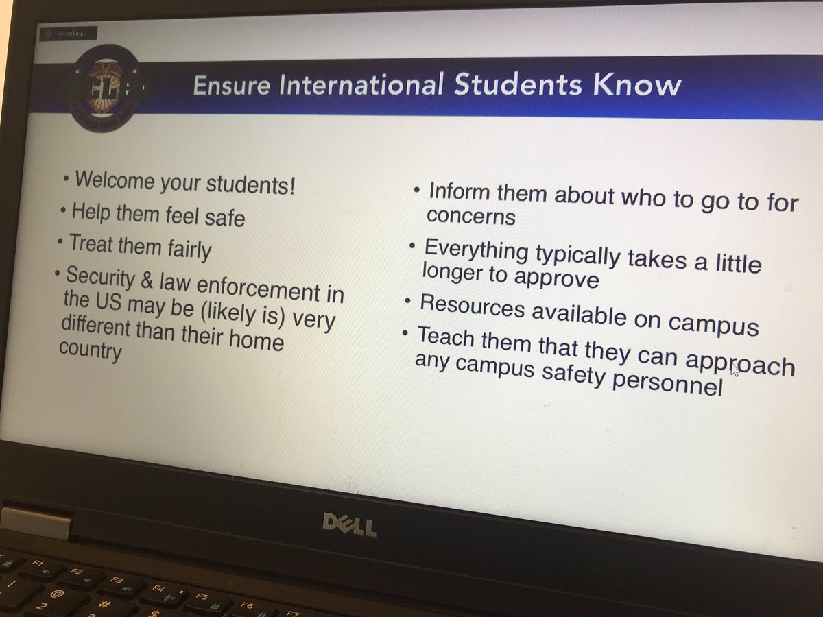 IACLEA_Members's tweet photo. It’s not just #flsi today. We also have a wonderful webinar, #International #Students on Campus: Unique Challenges in #CampusPublicSafety, going on now! https://t.co/rQsxWORvcv