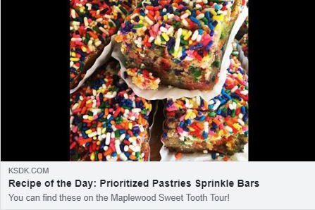 EnjoyMaplewood's tweet photo. Great job Alex with Prioritized Pastries. The sprinkle bars are amazing! Thank you to our friends at @ShowMeStLouis @DanaDeanKSDK @WthrmnSlaughter #enjoymaplewood #sweettoothtour
https://t.co/G5aV3qIK3k https://t.co/FbmEZYrSCH