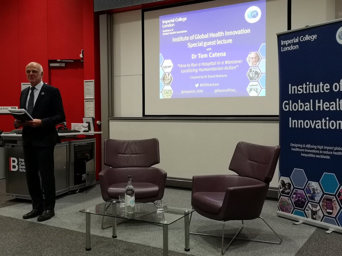 Imperial_IGHI's tweet photo. Dr David Nabarro introduces our special #IGHILecture from humanitarian and surgeon Dr Tom Catena, who he describes as: "someone who has a magnetic capability of inspiring others through his work." We share David's awe and we're very excited to hear about his journey @CatenaTom https://t.co/5Kz2rP3TOv