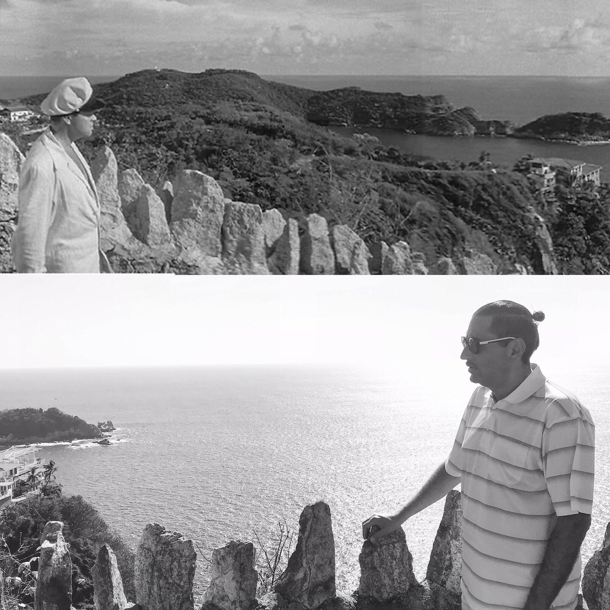 Pablo_Guisa's tweet photo. Top: #OrsonWelles on set shooting #theladyfromshanghai  Bottom: @pablo_guisa walking in #moviehistory #sameplacedifferenttime https://t.co/lJoYgfFH6k