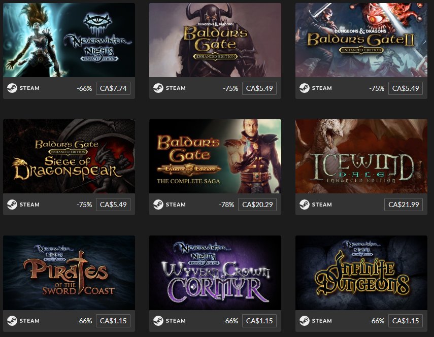 BeamdogInc's tweet photo. Save big with the Beamdog Sale at @Fanatical! Get 66% off #NeverwinterNights: Enhanced Edition and DLC, and up to 75% off the Infinity Engine Enhanced Editions and DLC!

Act quick to enjoy the special Star Deal on a #IWDEE and #PSTEE package!

https://t.co/7F4rbxbmXL

#DnD https://t.co/hZ2RV3HeDb