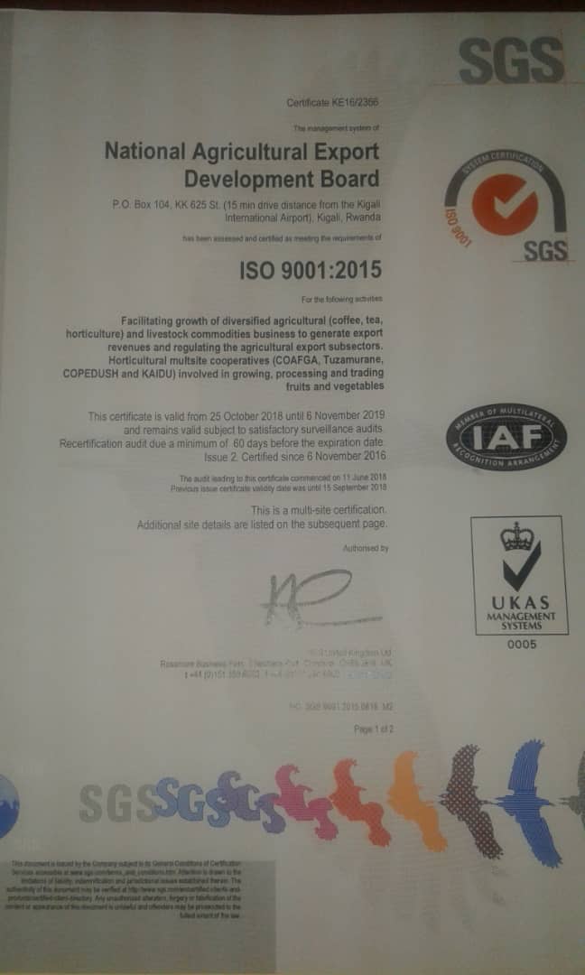 We celebrate an achievement in upgrading of NAEB's ISO 9001:2008 certificate to ISO 9001:2015 (Highest QMS Standard). This is a guarantee that our services in promoting agricultural exports are consistent and in conformity to customer requirements. Cheers to all our stakeholders