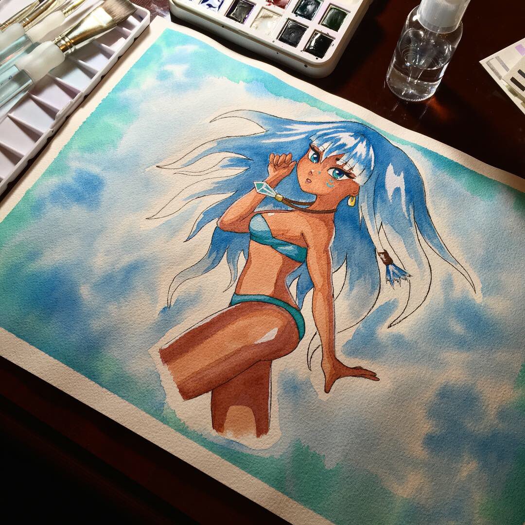 _IMNL_'s tweet photo. Watercolor Kida. I’ve said it once and it still reigns true. I will never get tired of creating Kida art. Especially after meeting a little girl a few yrs ago at a con who was so shocked and happy to see Kida art on my table. She reminds me of why I keep doing what I do. https://t.co/ZegphEBROR