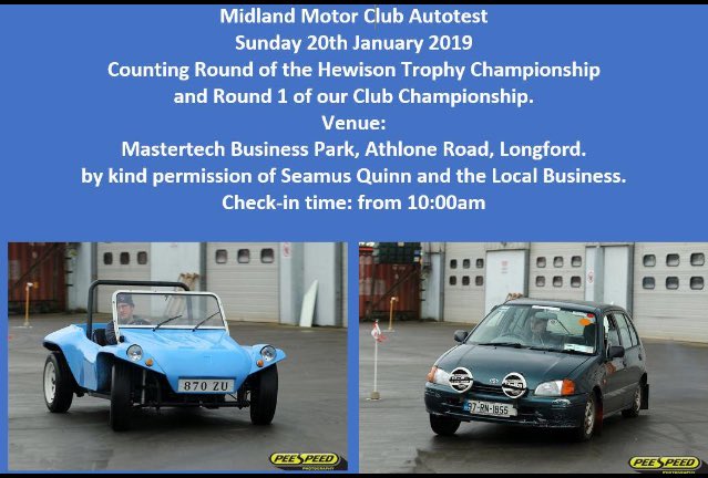 Next event for MMC is our auto test  on 20 January #midlandmotorclub #autotest #rally