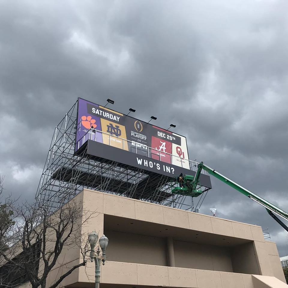 MtnPrds's tweet photo. Mountain's West coast team partnered up with @ParamountandCo to create a temporary home for College Football’s most loyal fans in San Jose, California leading up to the CFP National Championship. Congrats to the winners of the #ESPNBillboard contest. https://t.co/9CrPWyl4Uu