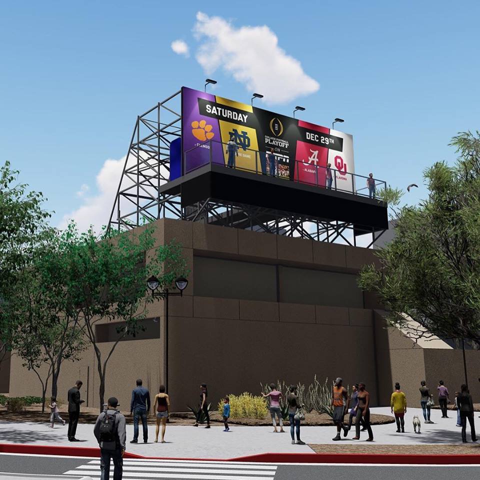 MtnPrds's tweet photo. Mountain's West coast team partnered up with @ParamountandCo to create a temporary home for College Football’s most loyal fans in San Jose, California leading up to the CFP National Championship. Congrats to the winners of the #ESPNBillboard contest. https://t.co/9CrPWyl4Uu