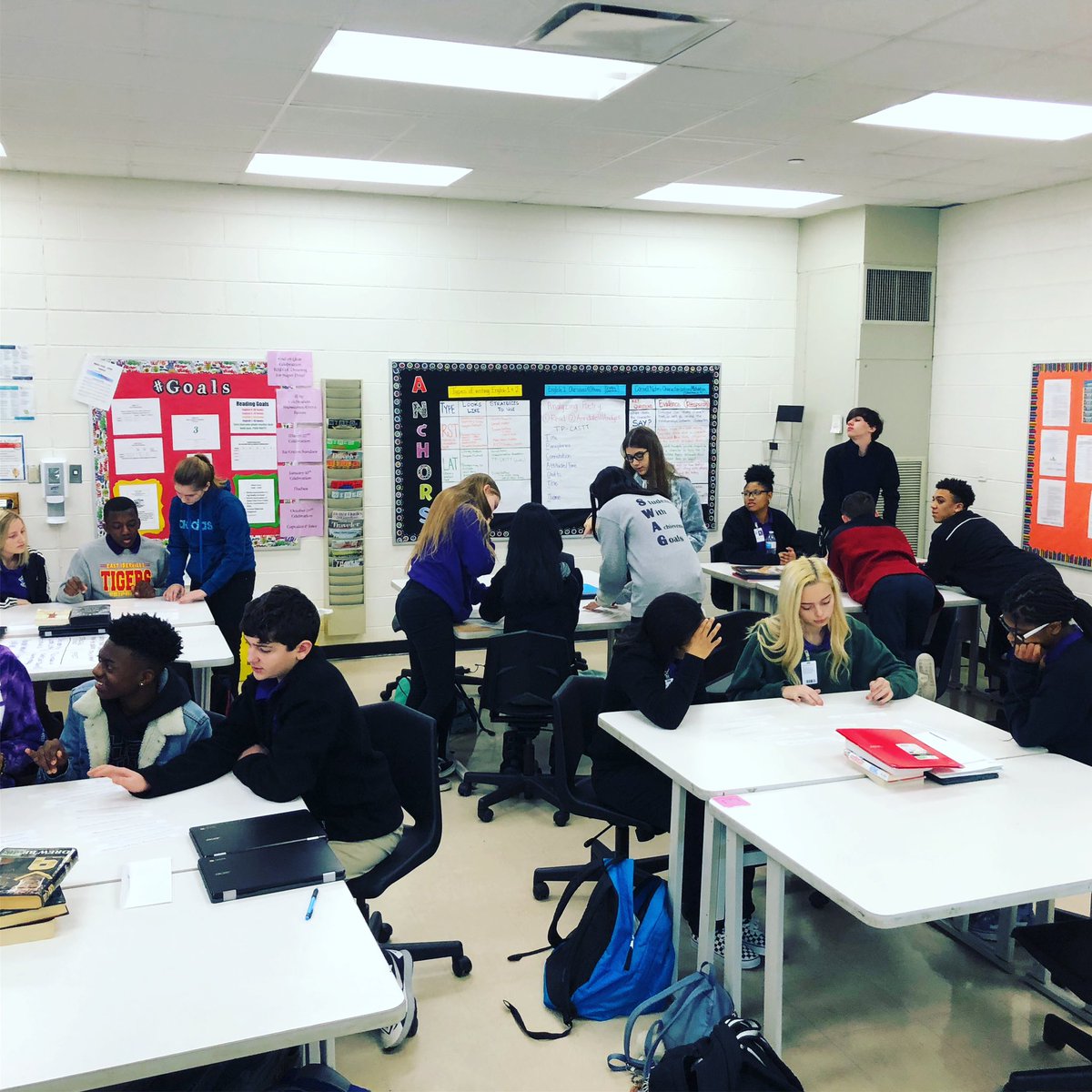 ESmileyELA's tweet photo. Student teams worked together to solve a “Prologue Puzzle” for Romeo & Juliet. Once they realized it’s written as a Shakespearean Sonnet, the pieces started coming together! #soclose #willplayagain #shakespeareislife https://t.co/w9gfQVG6XW