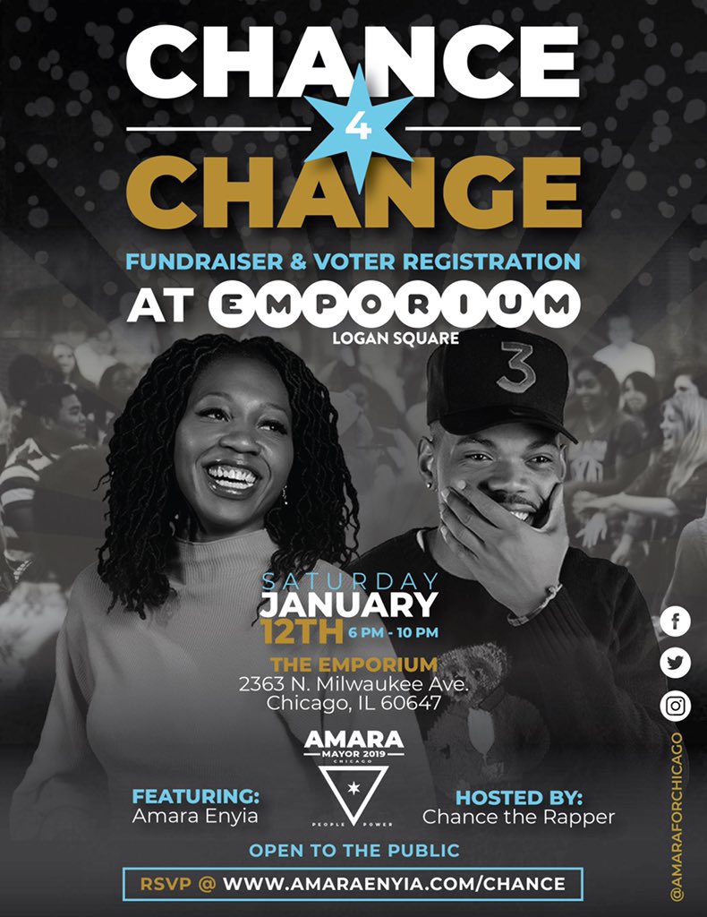 🚨 PSA: We’ve extended this event to 10PM! 🚨

Come register to vote, meet Amara &amp; Chance, challenge your friends in air hockey, and get your Saturday night started off right. See you there! 🗳🎊 

🎟 amaraenyia.com/chance/