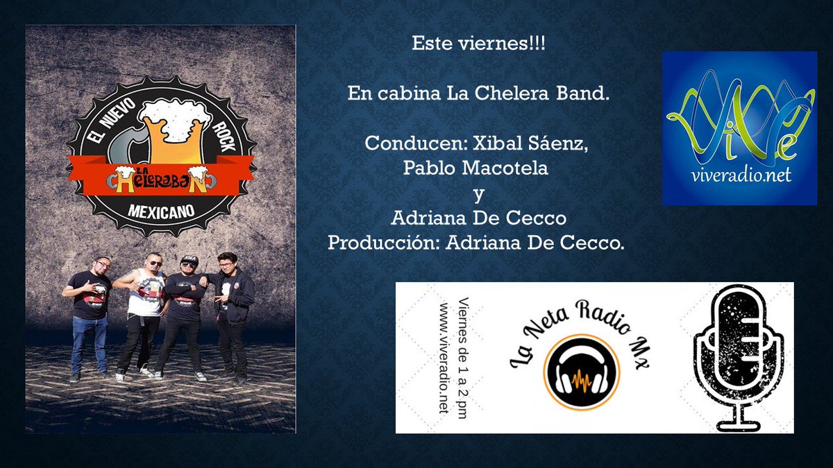 badmanpt's tweet photo. Este #viernes en #cabina #lacheleraband de 1 a 2 de la tarde por https://t.co/xUROo60rKK conducen @xibalsaenz #pablomacotela @adrianadececco quien además produce el #programa. https://t.co/S2n3QeAh0n