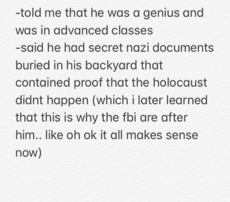 SheRatesDogs's tweet photo. This girl made a list of all the weird things she thought her ex was lying about. Tag yourself I’m “if this is true then wtf” (-8/10) https://t.co/8yZ5zElLPV