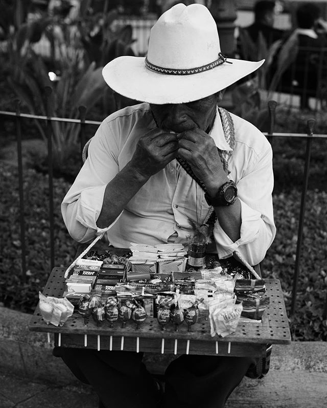 “A man selling candy and cigarettes in Parque Central” more from the great series by <a href="/creagh/">Michael Creagh</a>
Shot in Antigua, Guatemala bit.ly/2Fk7meQ