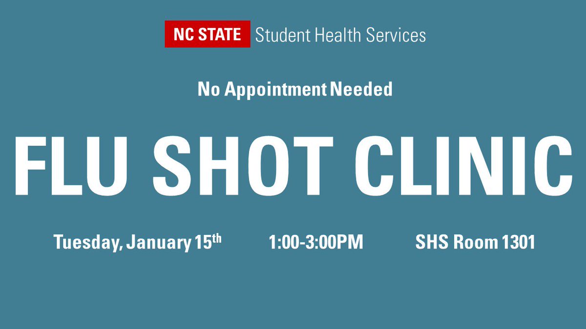 This will be our last flu shot clinic this semester! Make sure to stop by!
