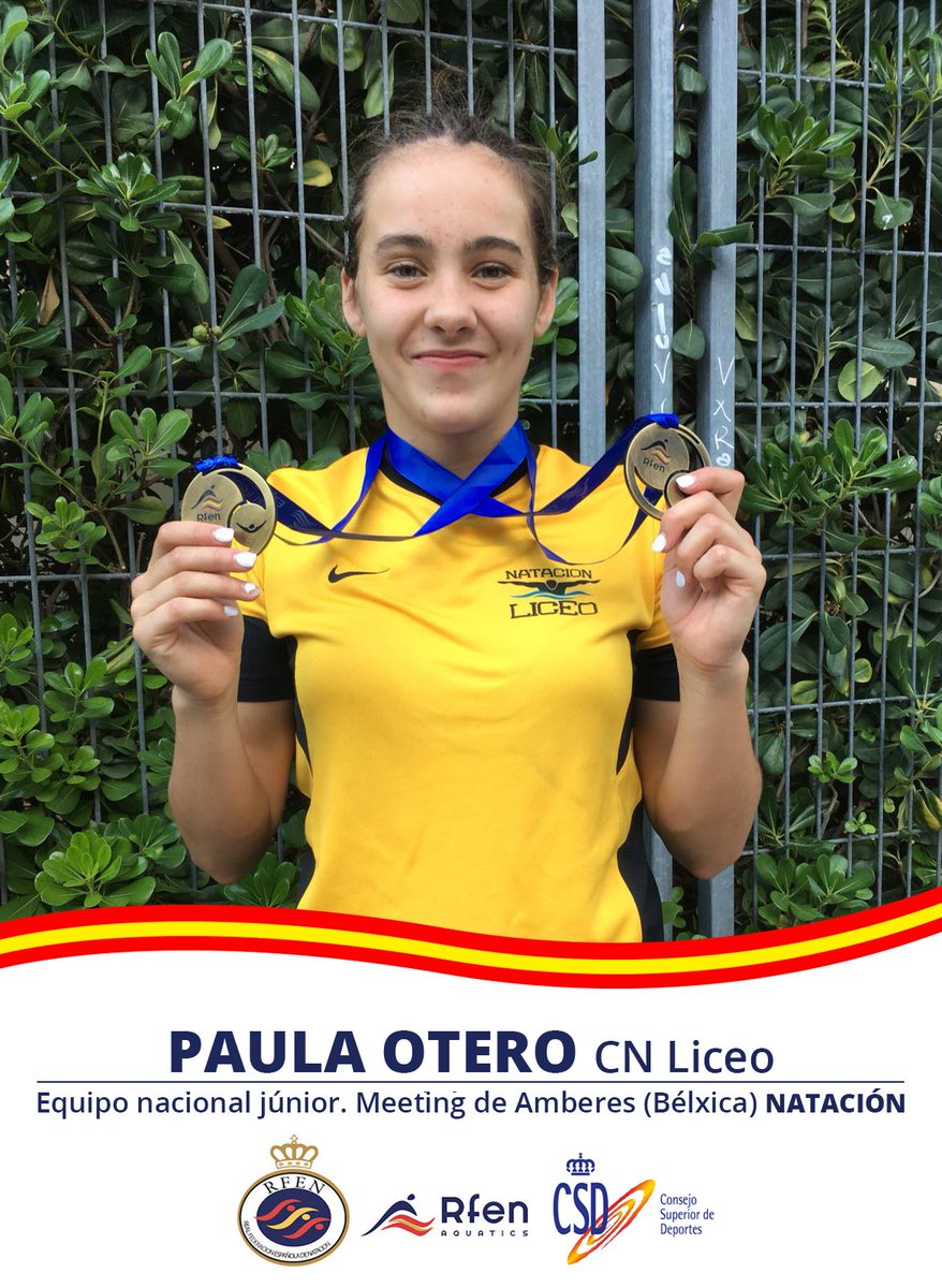 FEGAN (@fganatacion) on Twitter photo 🇪🇸 NATACIÓN| Paula Otero (<a href="/NatacionLiceo/">Natacion Liceo</a> e bolseira do <a href="/cgtd_pontevedra/">CGTD Pontevedra</a>) convocada co equipo nacional júnior!! Competirá os días 19 e 20 de xaneiro en 200 e 400 estilos, 200 bolboreta e 1500 libre. A por todas, campioa!! 💪💪
👉 Convocatoria: bit.ly/2FjJMij 🇪🇸 NATACIÓN| Paula Otero (<a href="/NatacionLiceo/">Natacion Liceo</a> e bolseira do <a href="/cgtd_pontevedra/">CGTD Pontevedra</a>) convocada co equipo nacional júnior!! Competirá os días 19 e 20 de xaneiro en 200 e 400 estilos, 200 bolboreta e 1500 libre. A por todas, campioa!! 💪💪
👉 Convocatoria: bit.ly/2FjJMij