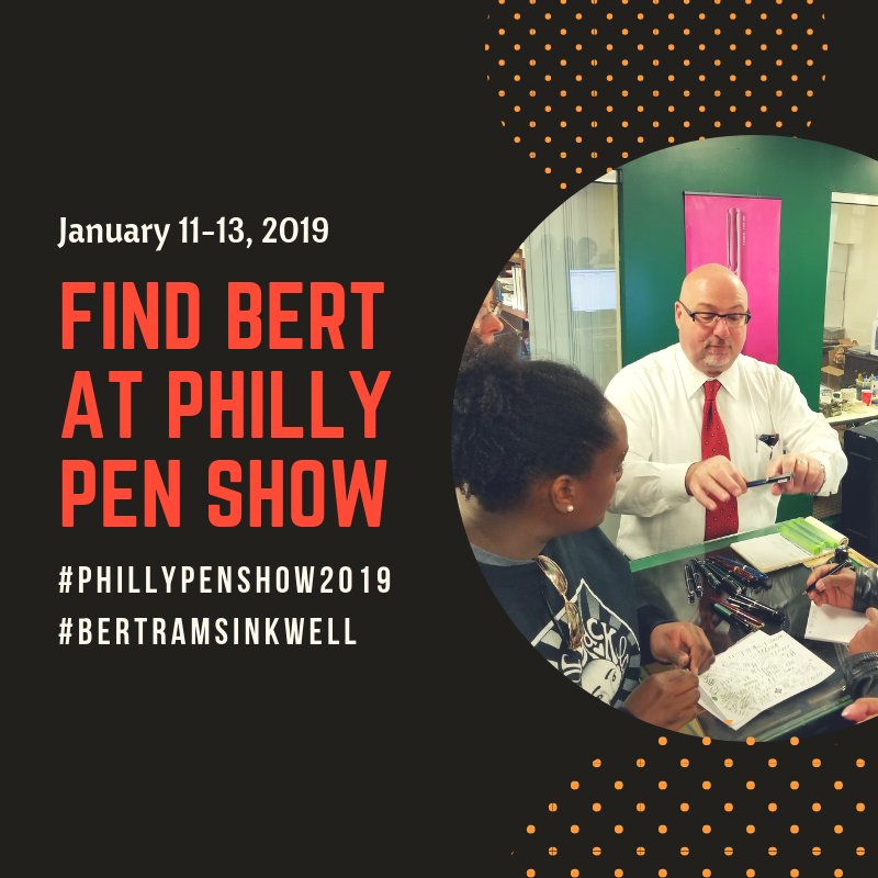BertramsInkwell's tweet photo. We are packing up for the Philly Pen Show today and look forward to seeing you there! Come say hello to Bert (and Adam too!), pick up some ink refills, and definitely check out our selection of pens! #phillypenshow2019 #penshow #pens #fountainpens #ink #inkrefills #bottledink https://t.co/4sU1d1lwNN
